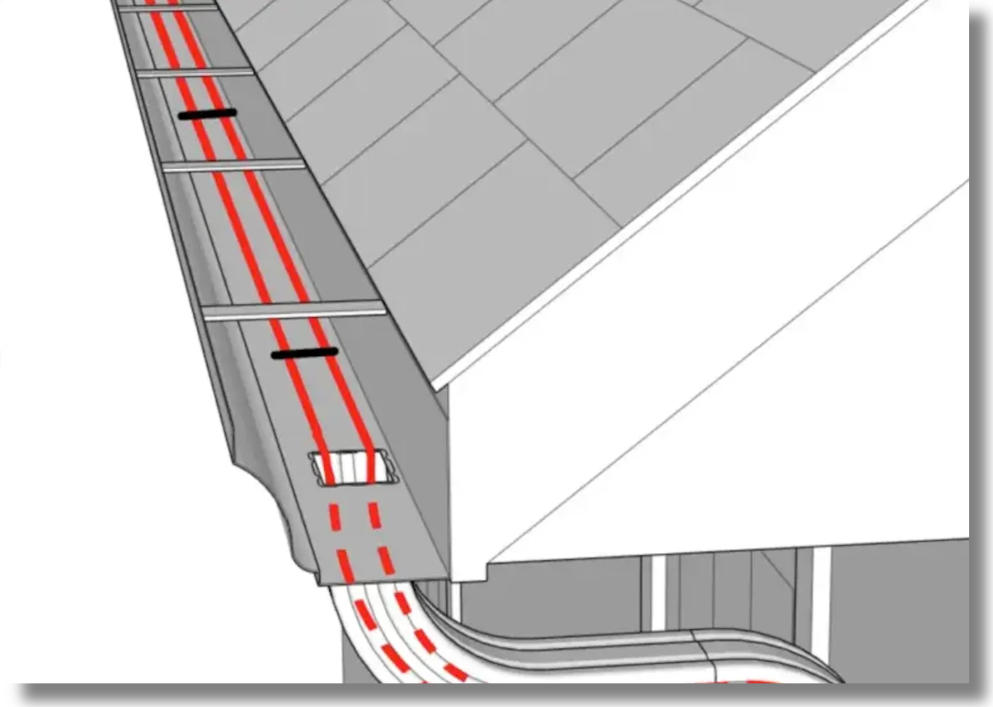 Ice dam prevention heated gutter system installed in Maine